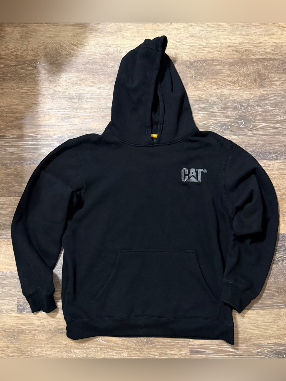 CAT Caterpillar Mens XL Black Heavyweight Hoodie Workwear Pullover